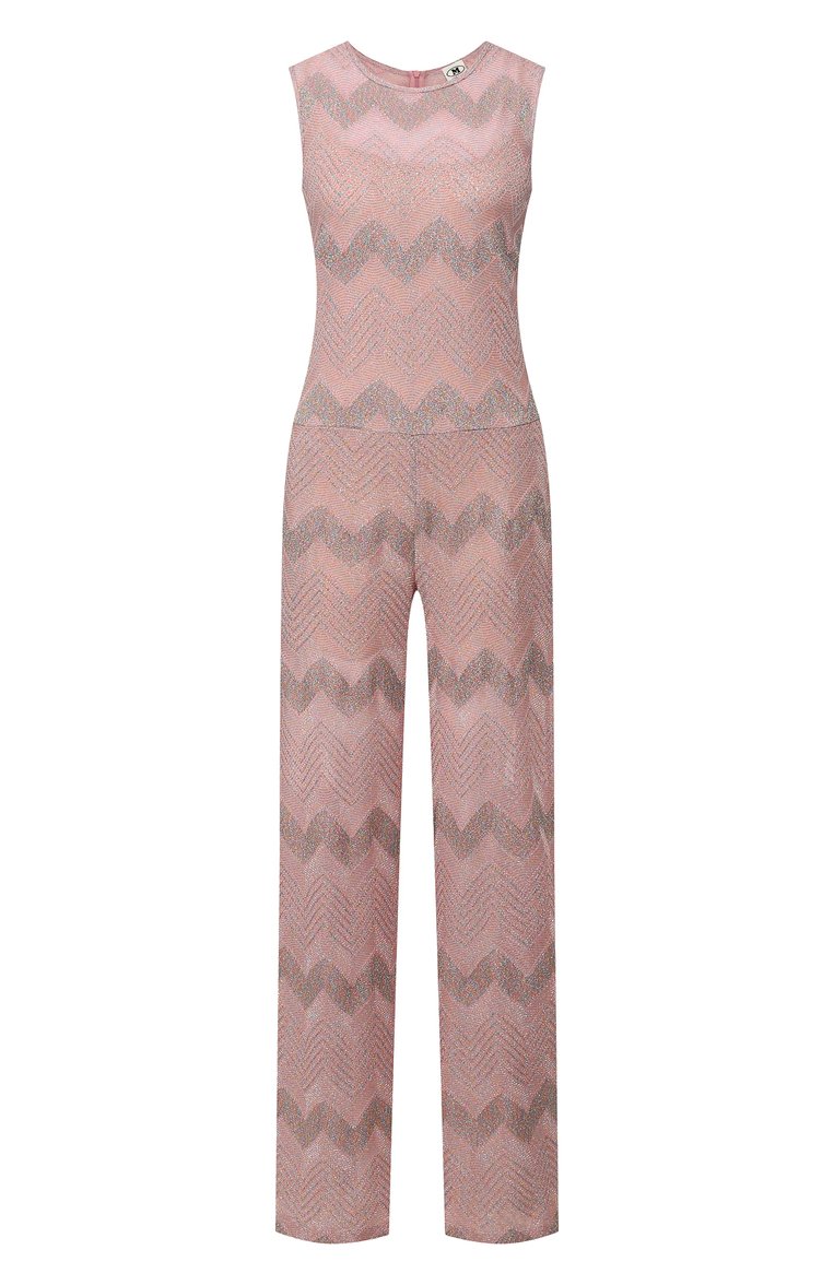 Женский комбинезон из смеси хлопка и вискозы M MISSONI розового цвета, арт. 2D000024/2J001V | Фото 1 (Длина (брюки, джинсы): Стандартные; Материал подклада: Синтетический материал; Материал внешний: Вискоза, Хлопок; Женское Кросс-КТ: Комбинезон-одежда, Комбинезон-пляжная одежда; Рукава: Короткие, Без рукавов; Случай: Повседневный)