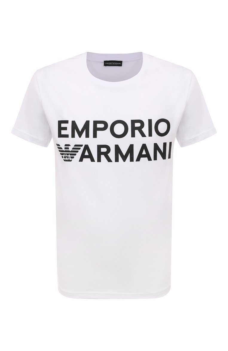 Мужская белая хлопковая футболка EMPORIO ARMANI купить в интернет ...
