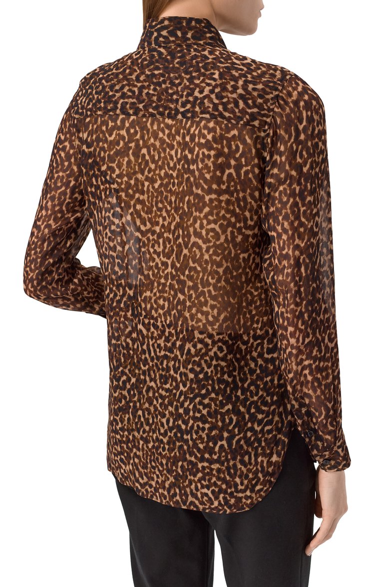 Женская блузка из вискозы THE KOOPLES леопардового цвета, арт. FCCL30026K | Фото 4 (Рукава: Длинные; Материал внешний: Вискоза; Длина (для топов): Удлиненные; Женское Кросс-КТ: Блуза-одежда; Принт: С принтом; Стили: Гламурный; Автоматизация ТО: Проставлено; Автоматизация состава: Проставлено)