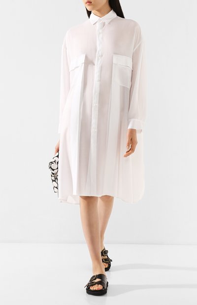 Платье YOHJI YAMAMOTO белого цвета по цене 83600 руб., арт. NN-B52-201, фото 2 Платье YOHJI YAMAMOTO, арт. NN-B52-201, фото 2