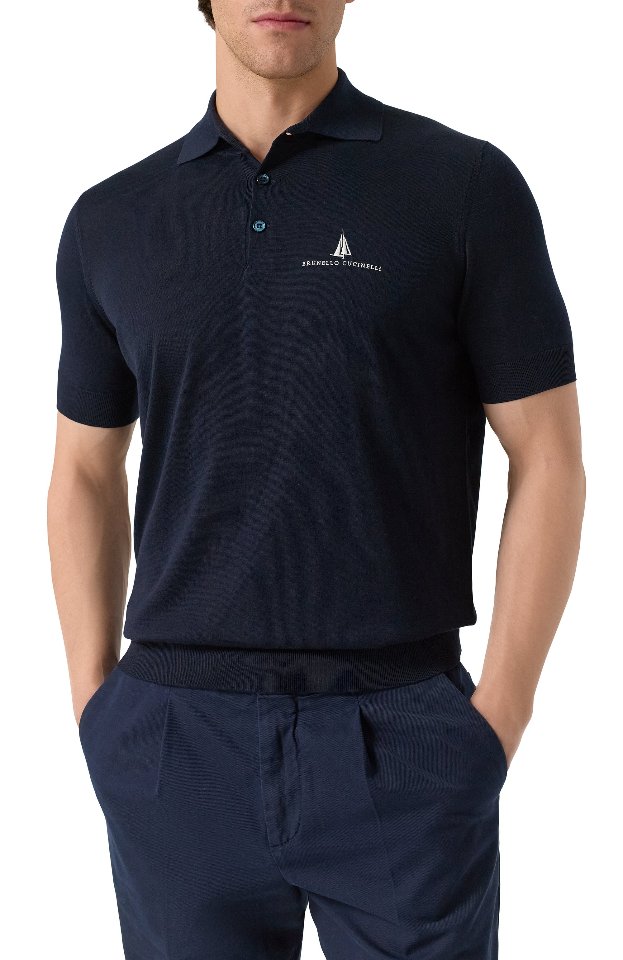 Поло из шелка и хлопка BRUNELLO CUCINELLI, арт. MNB805805P, фото 3