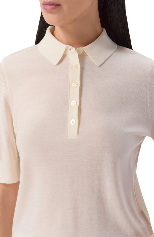 Шерстяное поло BOSS 50545015 Кремовый  50545015 Фото 5