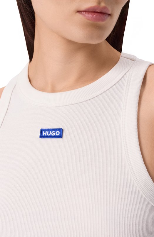 Хлопковый топ HUGO Blue 50511450 Белый  50511450 Фото 5