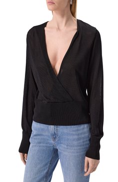 Женский пуловер из вискозы DSQUARED2 черного цвета, арт. S72HA1242/D13110 | Фото 3 (Материал внешний: Вискоза; Длина (для топов): Стандартные; Рукава: Длинные; Женское Кросс-КТ: Пуловер-одежда; Стили: Кэжуэл)