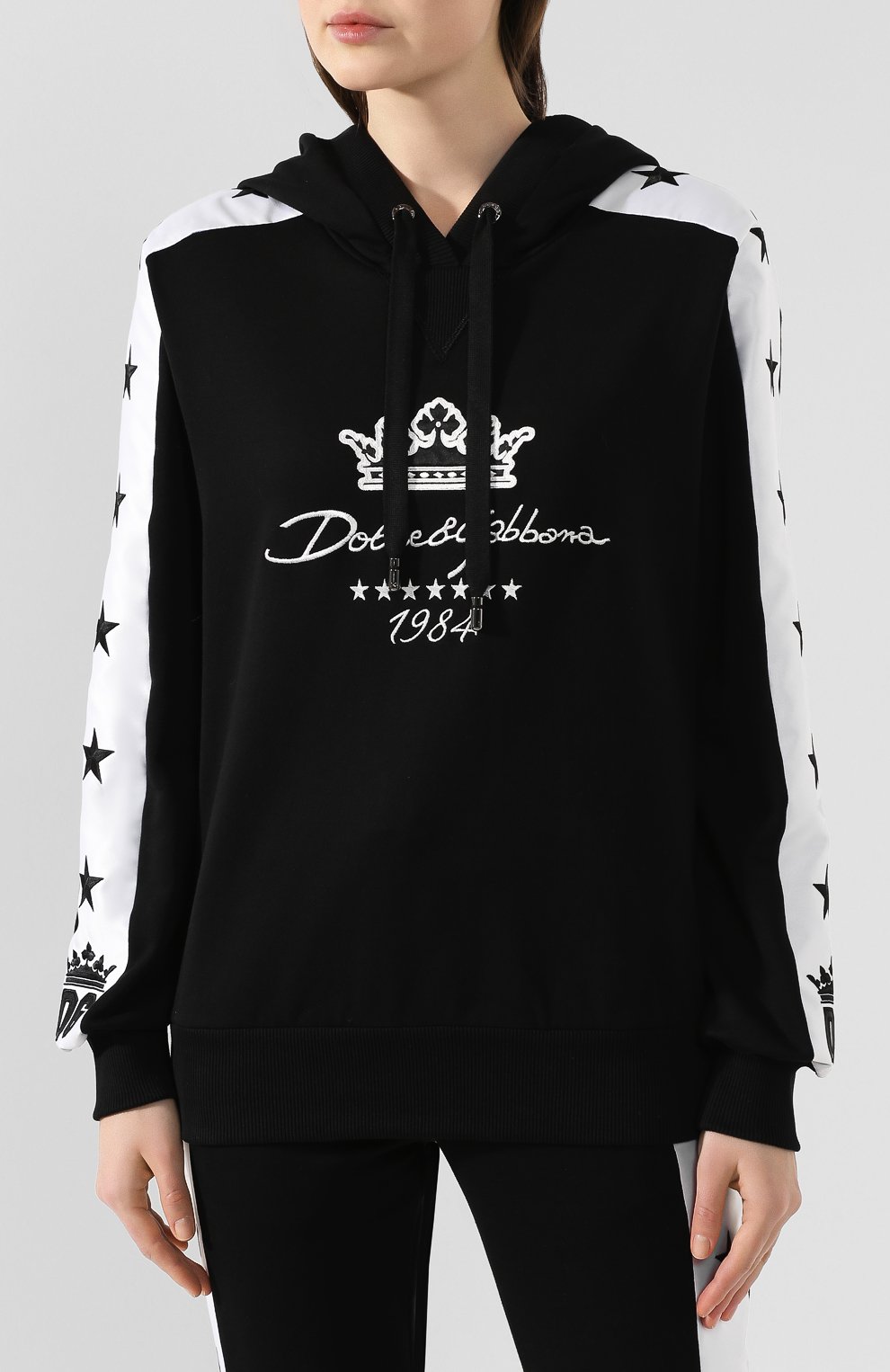 Хлопковое худи DOLCE & GABBANA черного цвета по цене 97700 руб., арт. F9G76Z/FU7DU, фото 3 Хлопковое худи DOLCE & GABBANA, арт. F9G76Z/FU7DU, фото 3