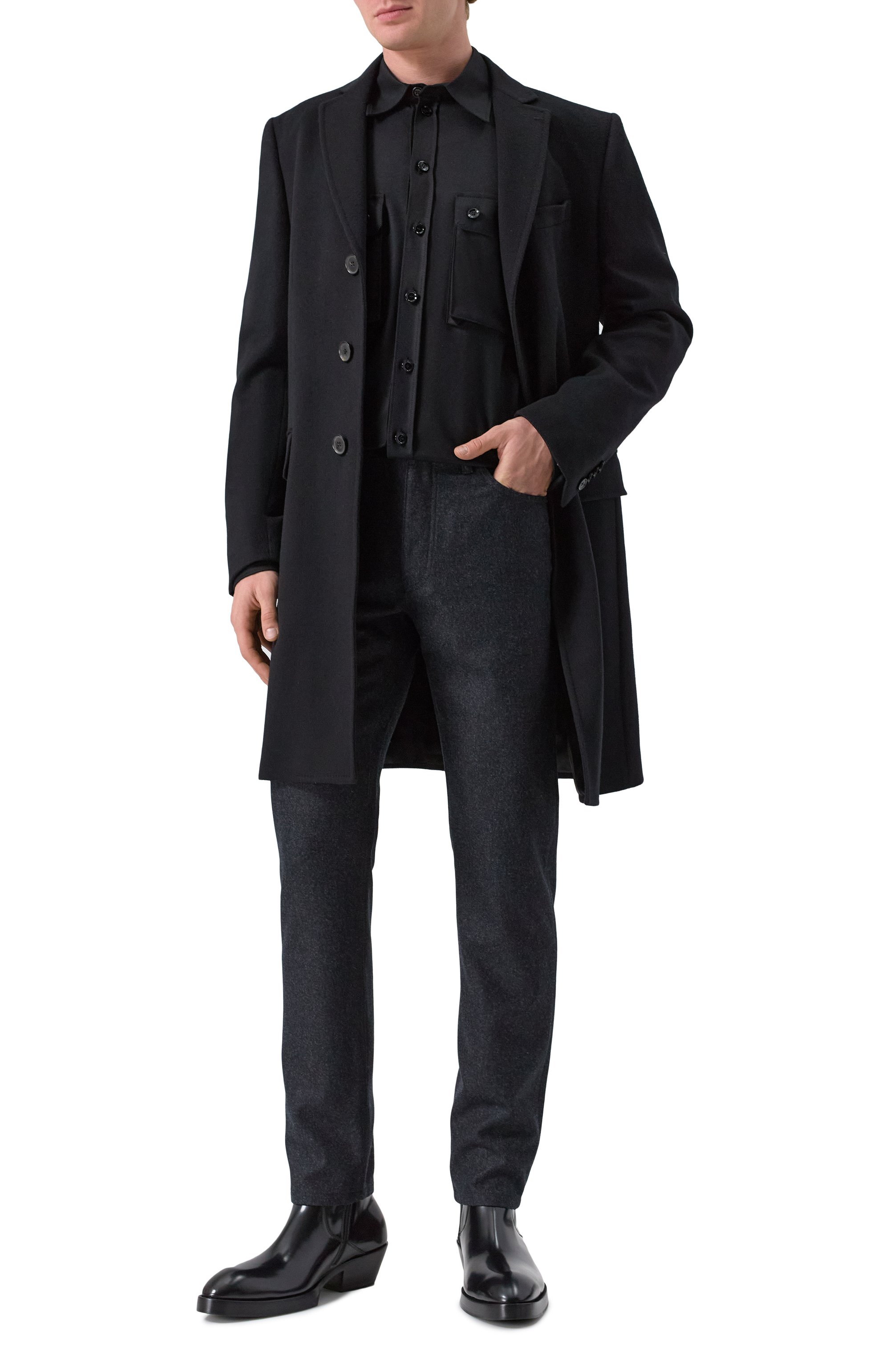 Шерстяная рубашка DOLCE & GABBANA черного цвета по цене 141500 руб., арт. G5MD1T/FU21Q, фото 2 Шерстяная рубашка DOLCE & GABBANA, арт. G5MD1T/FU21Q, фото 2