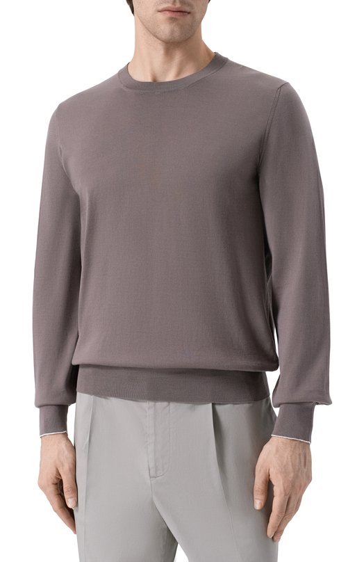 Хлопковый джемпер Brunello Cucinelli M2900100 Коричневый  M2900100 Фото 3