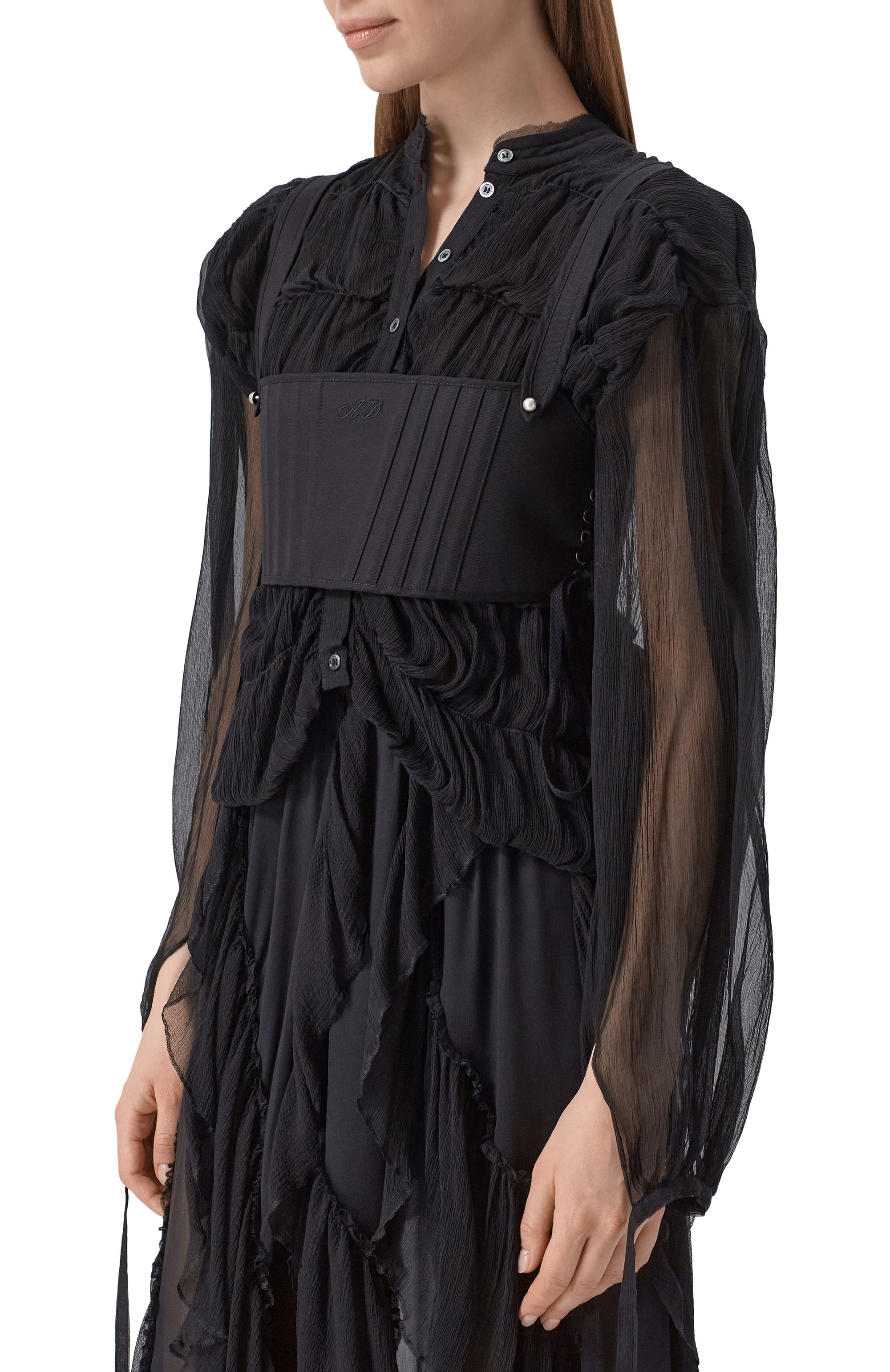 Хлопковый топ ANN DEMEULEMEESTER черного цвета по цене 78750 руб., арт. B0014031/FA709, фото 3 Хлопковый топ ANN DEMEULEMEESTER, арт. B0014031/FA709, фото 3