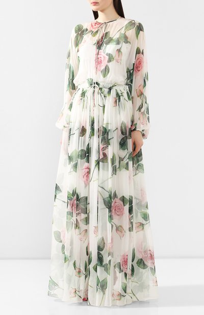 Шелковое платье DOLCE & GABBANA белого цвета по цене 346500 руб., арт. F6H5FT/HS19S, фото 3 Шелковое платье DOLCE & GABBANA, арт. F6H5FT/HS19S, фото 3