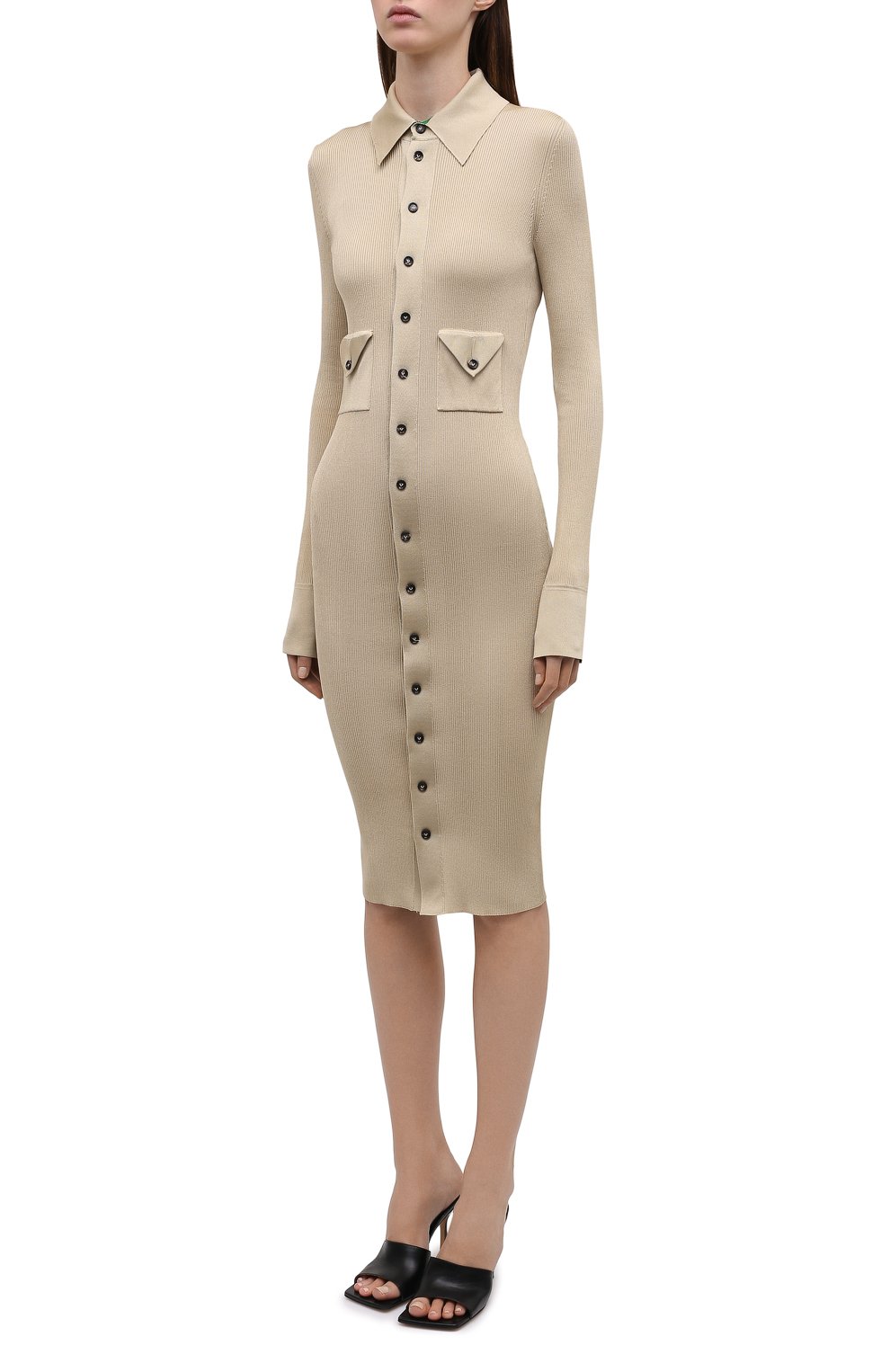 Шелковое платье BOTTEGA VENETA светло-бежевого цвета по цене 267500 руб., арт. 661534/V0ZM0, фото 3 Шелковое платье BOTTEGA VENETA, арт. 661534/V0ZM0, фото 3