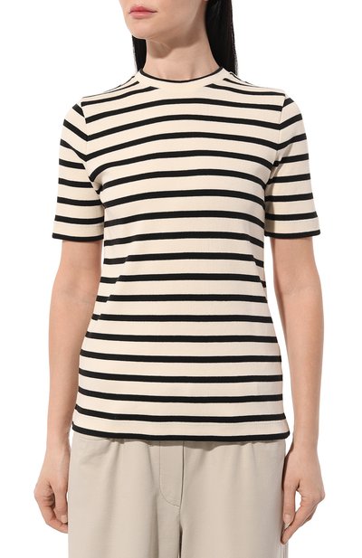 Хлопковая футболка JIL SANDER черно-белого цвета по цене 38900 руб., арт. J40GC0111/J46497, фото 3 Хлопковая футболка JIL SANDER, арт. J40GC0111/J46497, фото 3