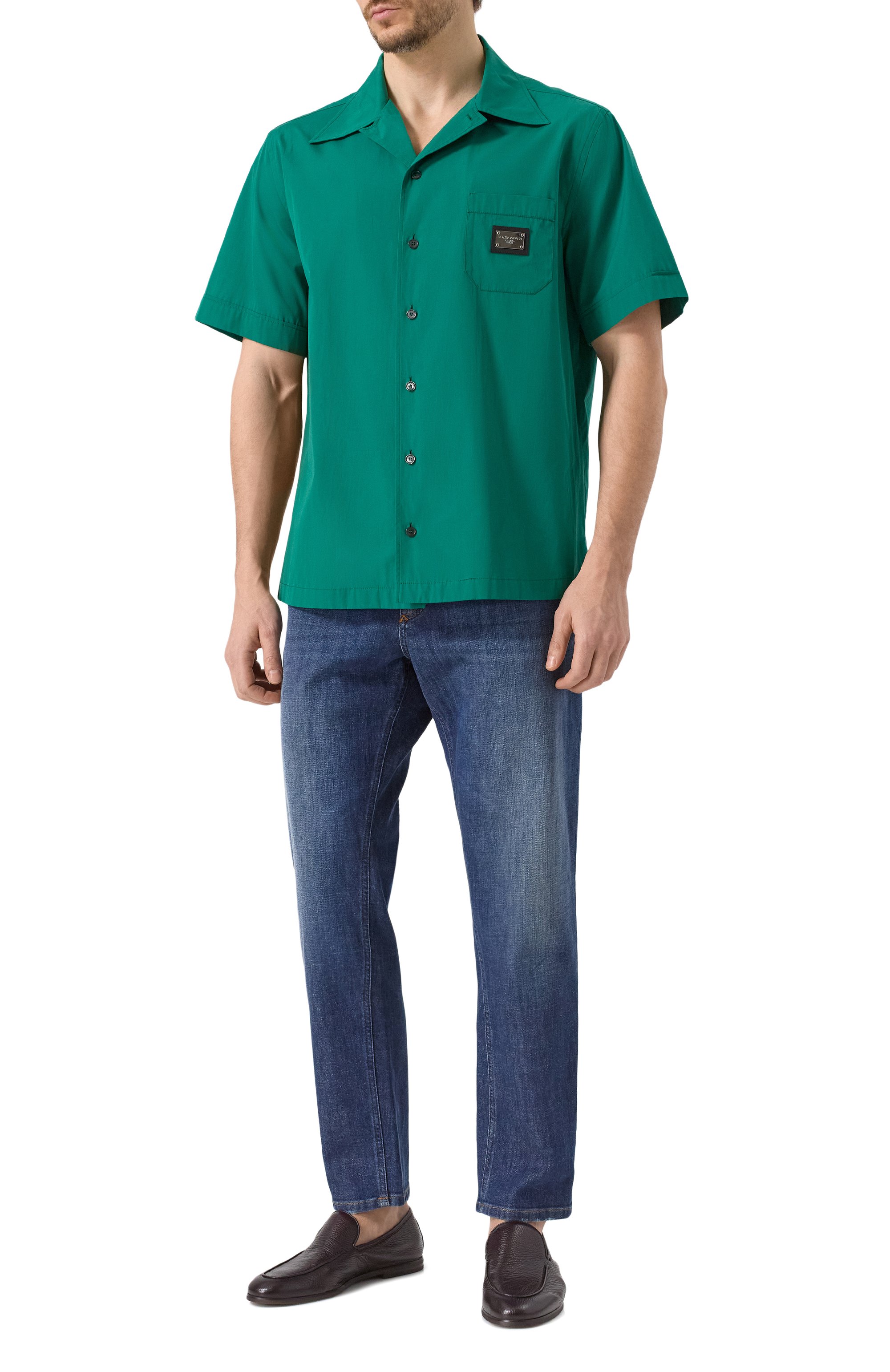 Хлопковая рубашка DOLCE & GABBANA зеленого цвета по цене 78450 руб., арт. G5JH9T/GF855, фото 2 Хлопковая рубашка DOLCE & GABBANA, арт. G5JH9T/GF855, фото 2