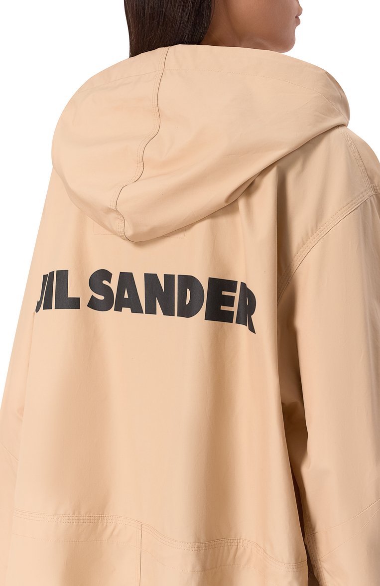 Женский хлопковый плащ JIL SANDER бежевого цвета, арт. J04AH0002-J45026 | Фото 5 (Материал внешний: Хлопок; Рукава: Длинные; Длина (верхняя одежда): До колена; Кросс-КТ: Куртка; Стили: Минимализм; Автоматизация состава: Проставлено; Автоматизация ТО: Проставлено)