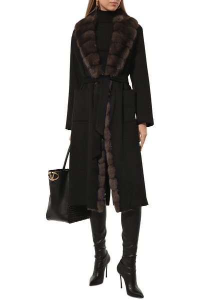 Кашемировое пальто с отделкой из меха соболя SIMONETTA RAVIZZA, арт. F04C0148T2Z1A, фото 2