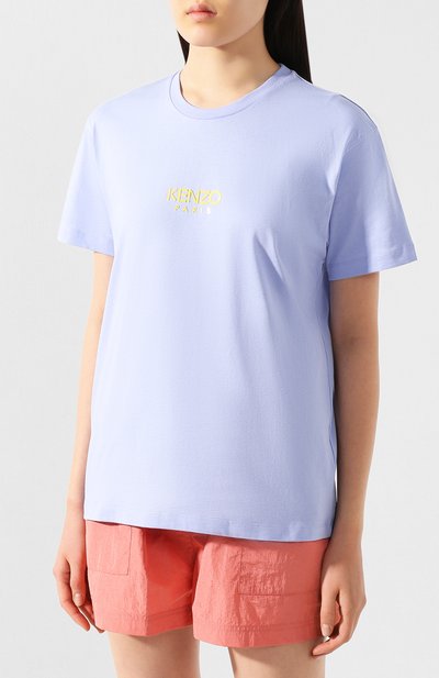 Хлопковая футболка KENZO сиреневого цвета по цене 12100 руб., арт. FA52TS955937, фото 3 Хлопковая футболка KENZO, арт. FA52TS955937, фото 3