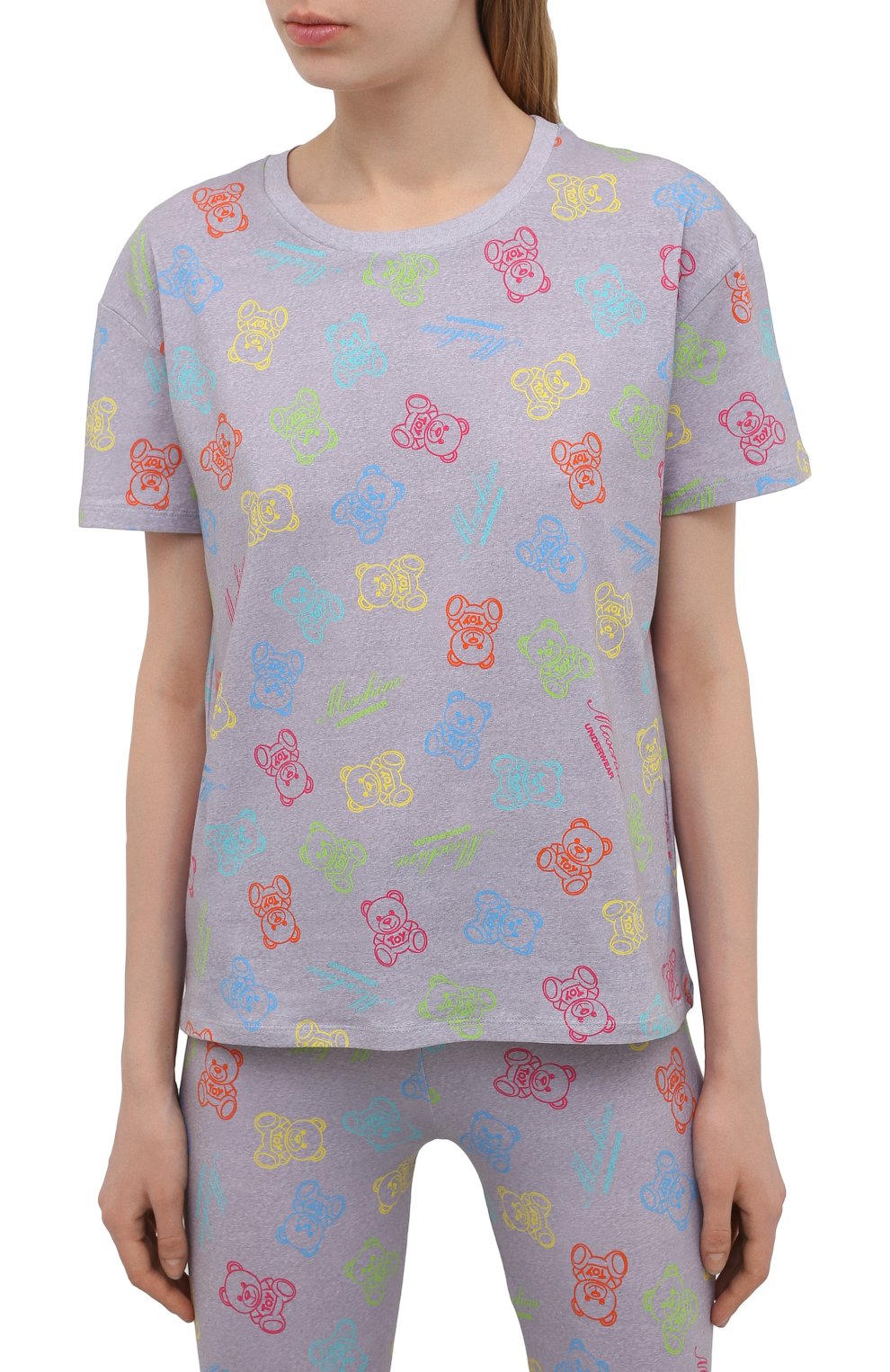 Хлопковая футболка MOSCHINO серого цвета по цене 11150 руб., арт. A1906/9008, фото 3 Хлопковая футболка MOSCHINO, арт. A1906/9008, фото 3