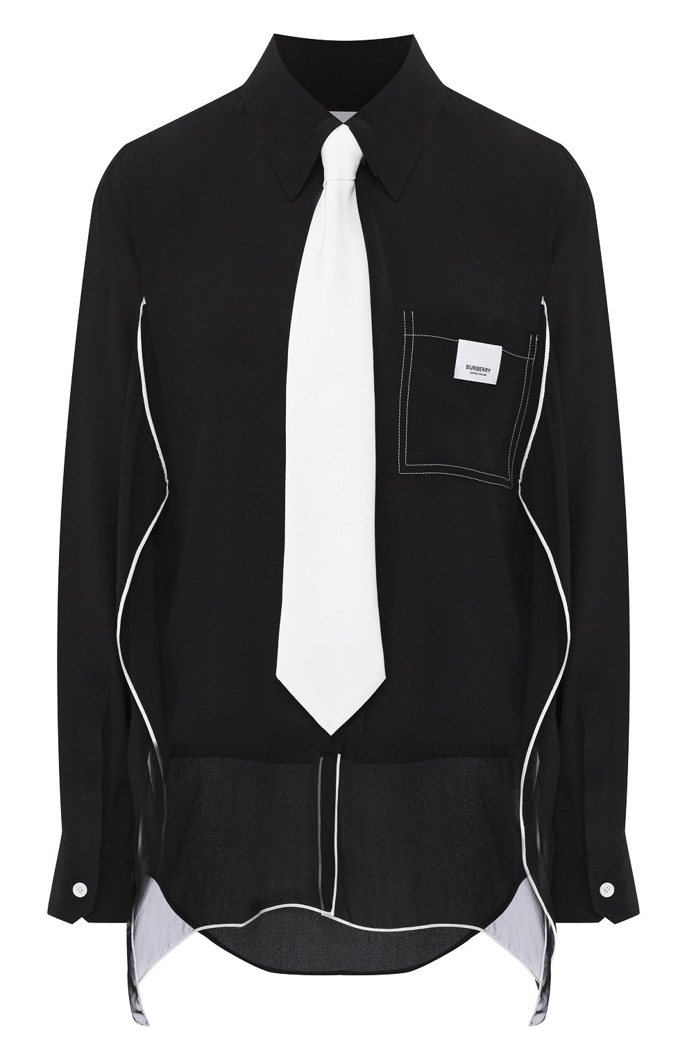 Шелковая рубашка BURBERRY черного цвета по цене 147000 руб., арт. 4560763, фото 1 Шелковая рубашка BURBERRY, арт. 4560763, фото 1