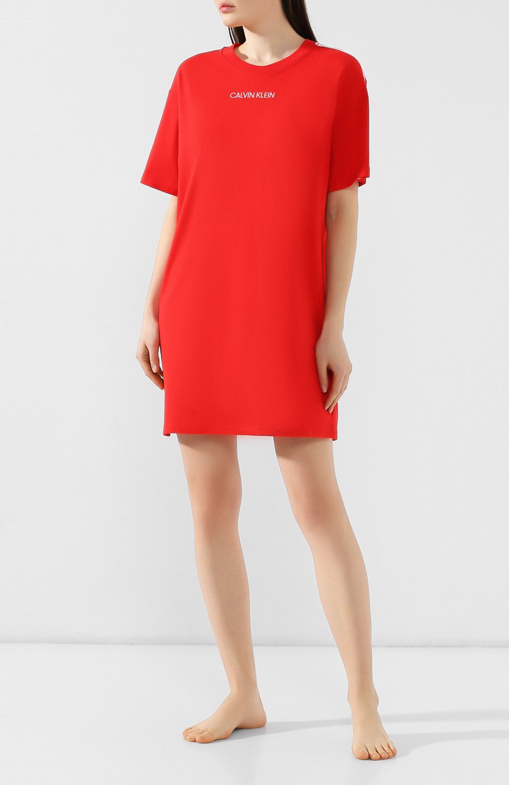 Хлопковая сорочка CALVIN KLEIN красного цвета по цене 5205 руб., арт. QS6196E, фото 2 Хлопковая сорочка CALVIN KLEIN, арт. QS6196E, фото 2