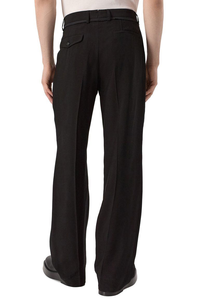 Мужские брюки из вискозы ANN DEMEULEMEESTER черного цвета, арт. B0012454/FA558 | Фото 4 (Материал внешний: Вискоза; Длина (брюки, джинсы): Стандартные; Стили: Минимализм; Случай: Повседневный; Автоматизация ТО: Проставлено; Авт�оматизация состава: Проставлено)