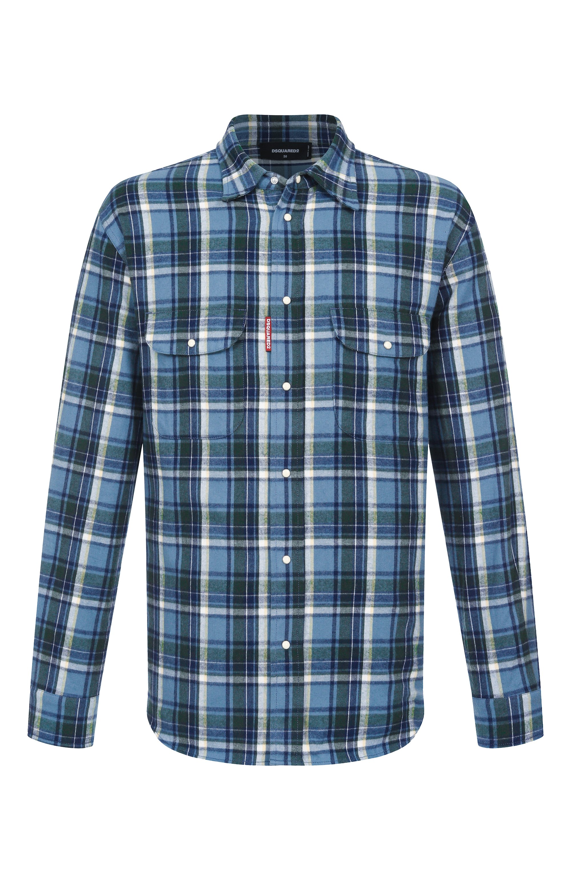 Хлопковая рубашка DSQUARED2 голубого цвета по цене 97000 руб., арт. S74DM0948/D35296, фото 1 Хлопковая рубашка DSQUARED2, арт. S74DM0948/D35296, фото 1