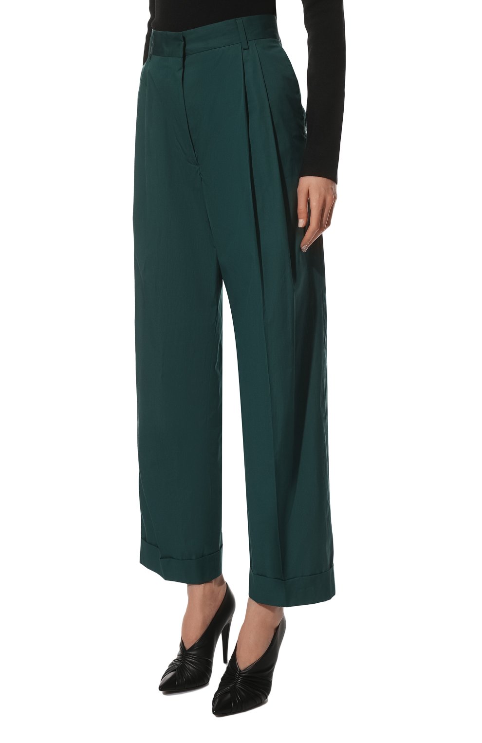 Хлопковые брюки DRIES VAN NOTEN темно-зеленого цвета по цене 59900 руб., арт. 221-010929-4046, фото 3 Хлопковые брюки DRIES VAN NOTEN, арт. 221-010929-4046, фото 3