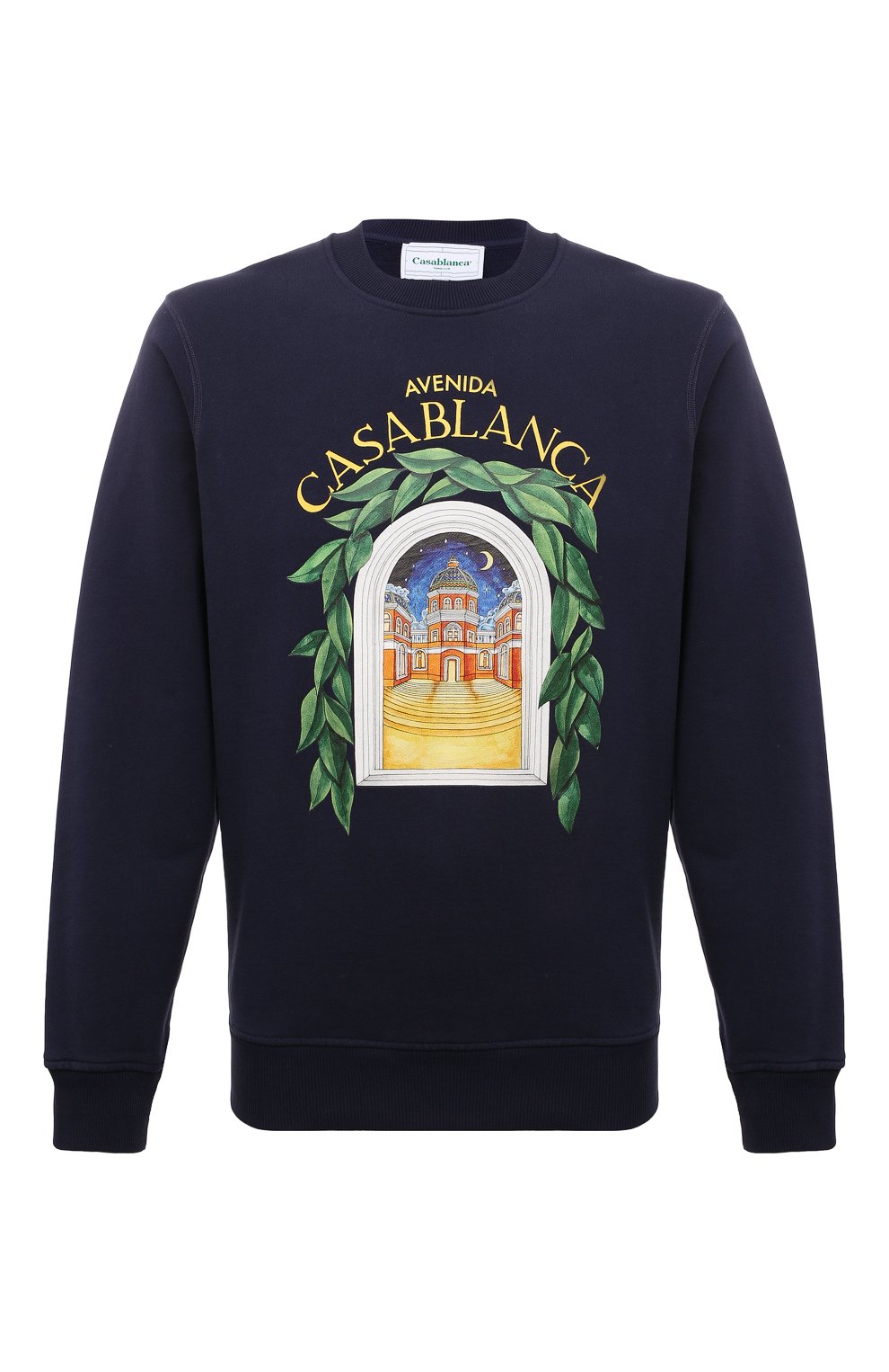 Хлопковый свитшот CASABLANCA темно-синего цвета по цене 49750 руб., арт. MS23-JTP-001-05, фото 1 Хлопковый свитшот CASABLANCA, арт. MS23-JTP-001-05, фото 1