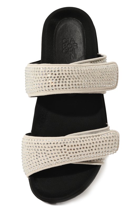 Замшевые шлепанцы Perni 11 GIABORGHINI Чёрный, белый, фото 6