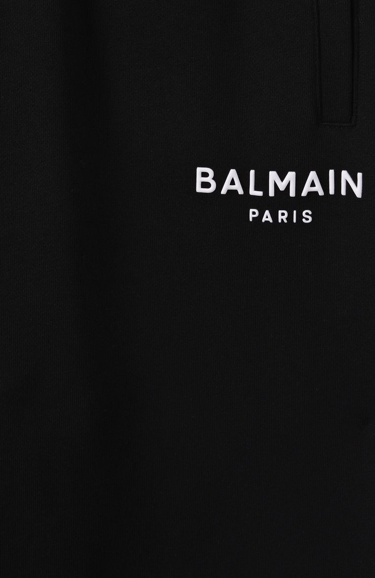 Детские хлопковые джоггеры BALMAIN черного цвета, арт. BW6Q70 | Фото 3 (Материал сплава: Проставлено; Нос: Не проставлено; Мальчики Кросс-КТ: Джоггеры-одежда; Материал внешний: Хлопок; Ростовка одежда: 8 лет | 128 см, 12 лет | 152 см, 13 - 15 лет | 158 см, 16 лет | 164 см, 10 - 11 лет | 140 - 146см, 6 лет | 116 см)