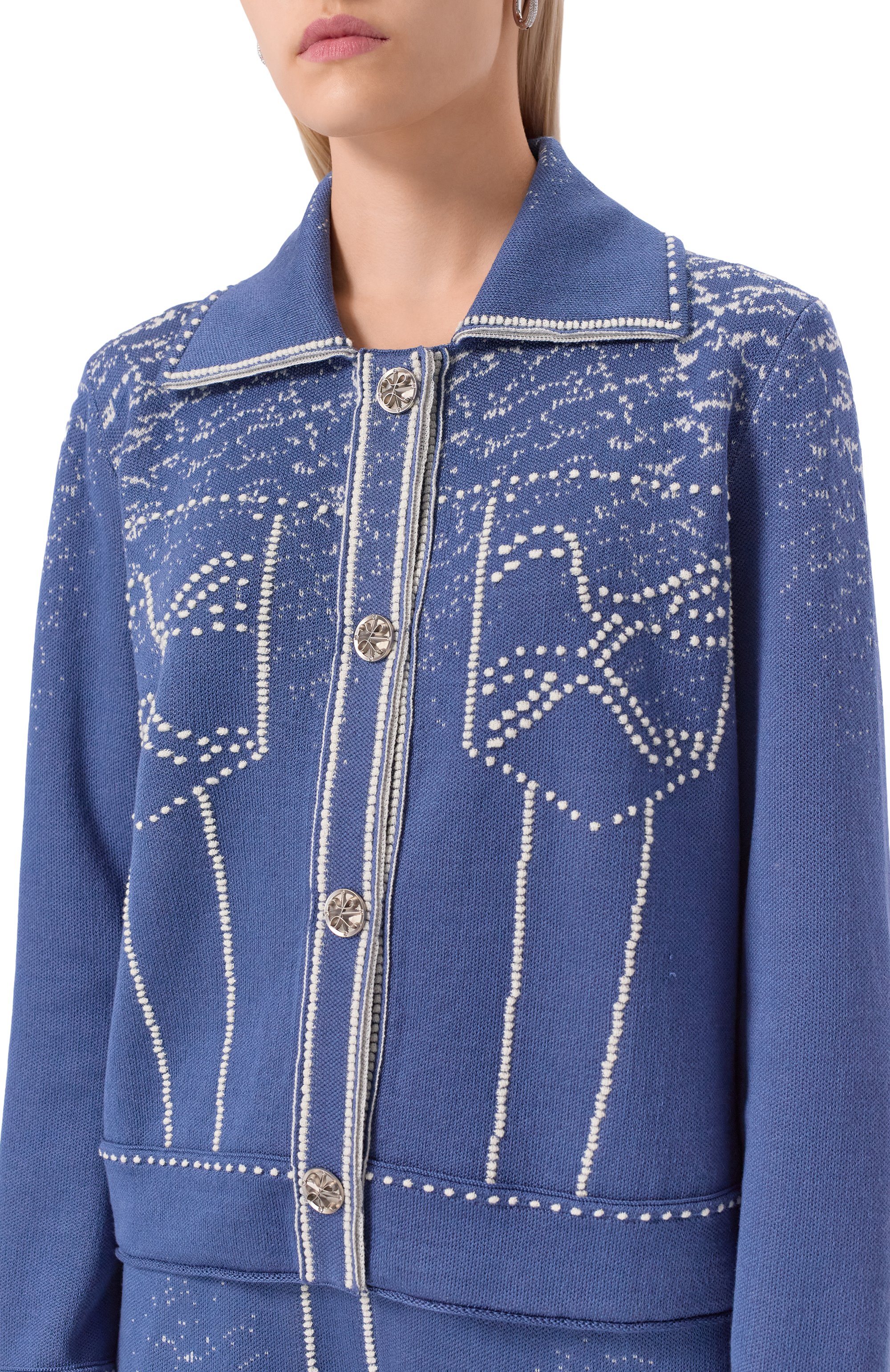 Жакет из шерсти и хлопка AND THE BRAND синего цвета по цене 67480 руб., арт. W26-JT029-1202-419, фото 5 Жакет из шерсти и хлопка AND THE BRAND, арт. W26-JT029-1202-419, фото 5