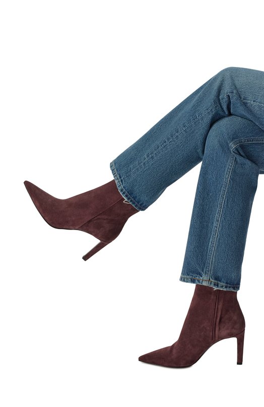 Замшевые ботильоны Frankie 85 Jimmy Choo FRANKIEAB85SVV Бордовый  FRANKIEAB85SVV Фото 2