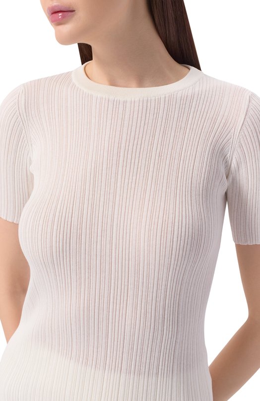 Пуловер из хлопка и шелка Agnona KT09015E/7Q180PE Белый  KT09015E/7Q180PE Фото 5