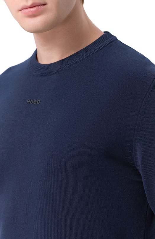 Хлопковый джемпер HUGO 50553588 Синий  50553588 Фото 5