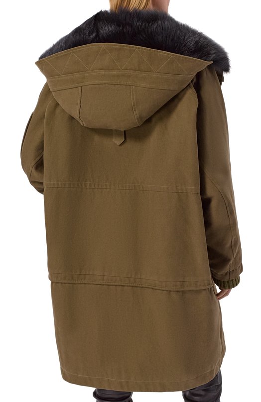 Хлопковая парка с подкладкой из овчины Dolce & Gabbana F9U05Z/FU6YD Хаки  F9U05Z/FU6YD Фото 4
