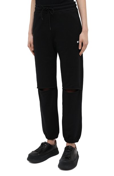 Хлопковые джоггеры MSGM черного цвета по цене 19650 руб., арт. 2942MDP162 207999, фото 3 Хлопковые джоггеры MSGM, арт. 2942MDP162 207999, фото 3