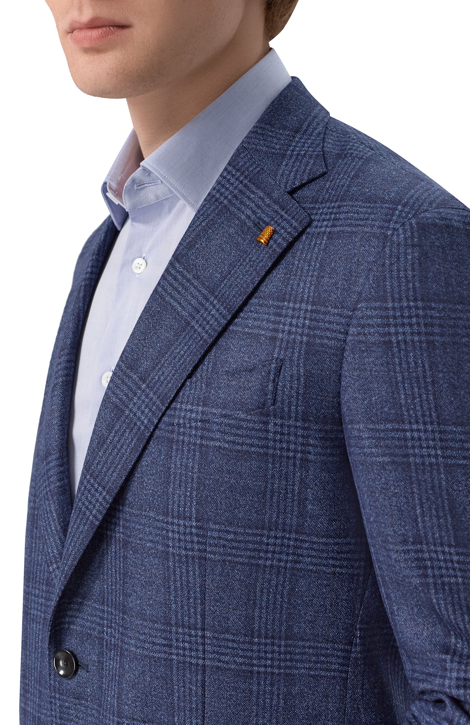 Шерстяной пиджак SARTORIA LATORRE синего цвета по цене 99500 руб., арт. EF74/QK0202, фото 5 Шерстяной пиджак SARTORIA LATORRE, арт. EF74/QK0202, фото 5