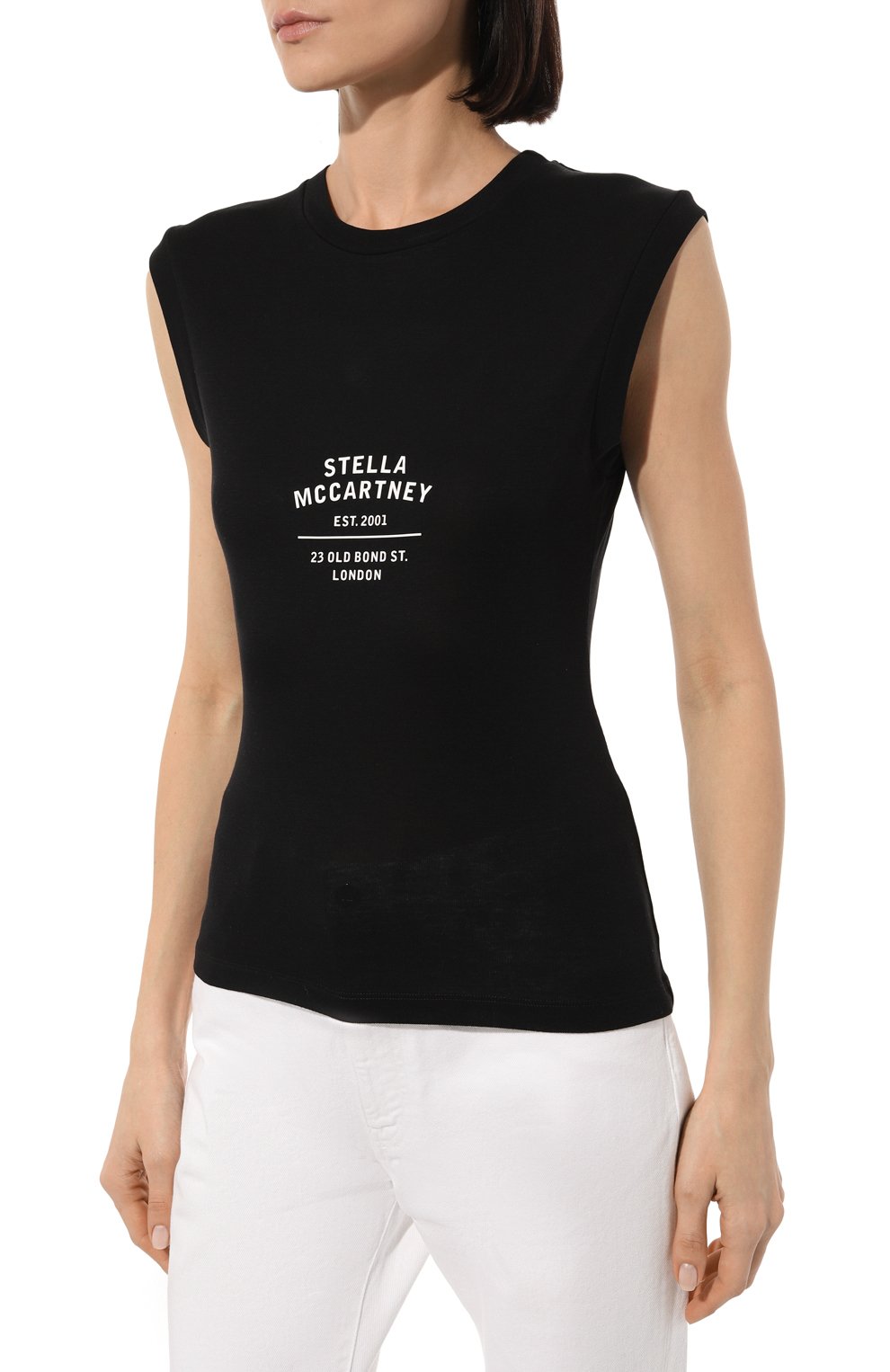 Хлопковая майка STELLA MCCARTNEY черного цвета по цене 36800 руб., арт. 6J0110/3SPX13, фото 3 Хлопковая майка STELLA MCCARTNEY, арт. 6J0110/3SPX13, фото 3