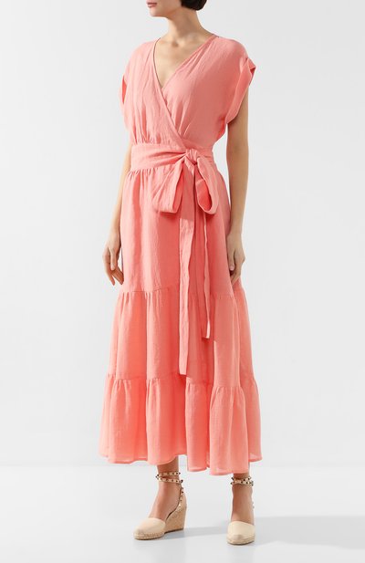 Льняное платье A MERE CO кораллового цвета по цене 33650 руб., арт. AMC-R20-G5-58, фото 3 Льняное платье A MERE CO, арт. AMC-R20-G5-58, фото 3