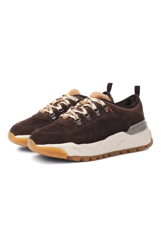 Замшевые кроссовки Santoni WBIG61432BTGPN0Y Коричневый WBIG61432BTGPN0Y
