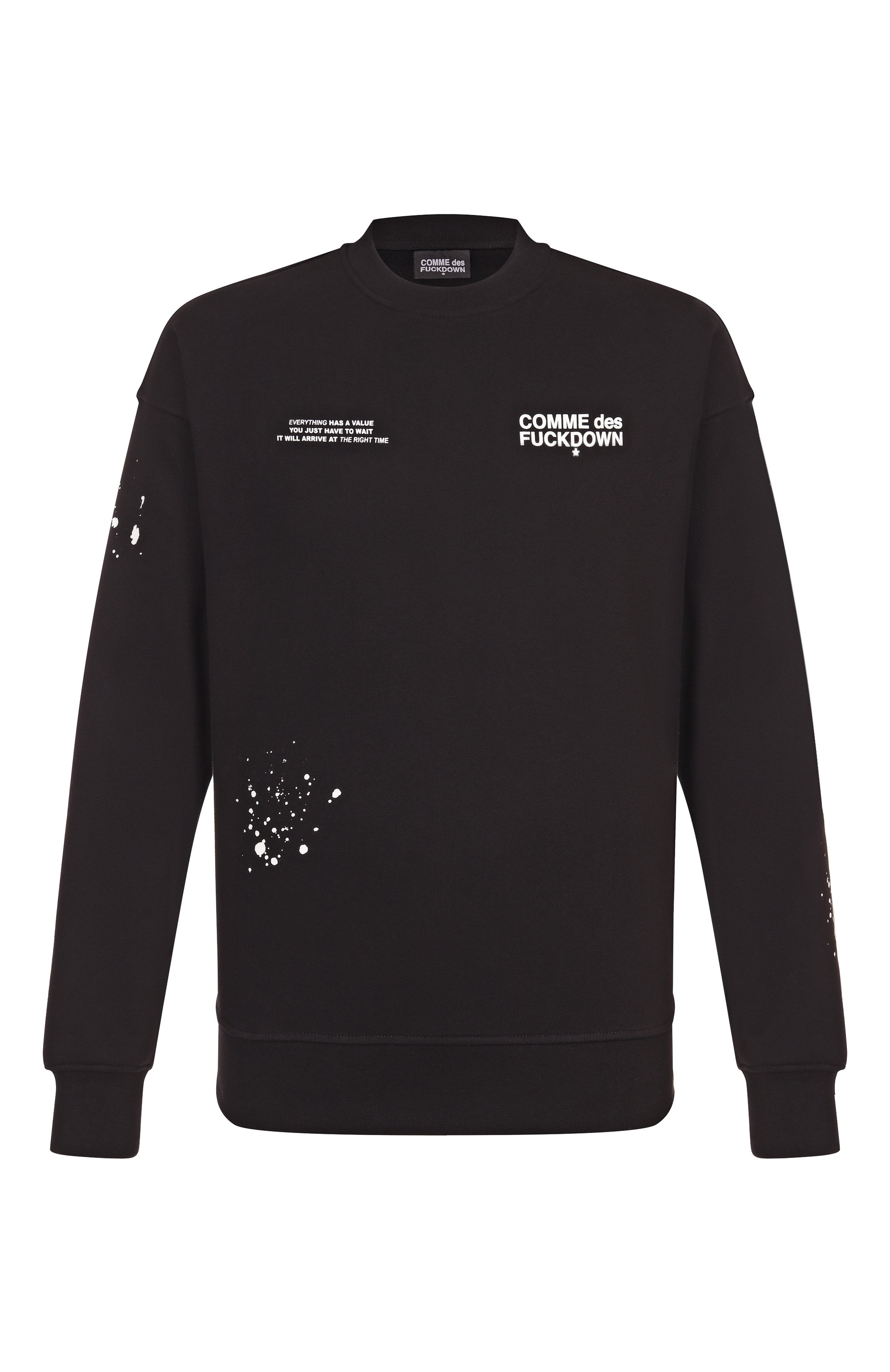 Хлопковый свитшот COMME DES FUCKDOWN черного цвета по цене 11300 руб., арт. CFABM01748, фото 1 Хлопковый свитшот COMME DES FUCKDOWN, арт. CFABM01748, фото 1