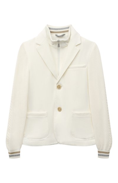 Хлопковый пиджак ELEVENTY белого цвета по цене 48850 руб., арт. ES2P54/J0247/12-16, фото 1 Хлопковый пиджак ELEVENTY, арт. ES2P54/J0247/12-16, фото 1