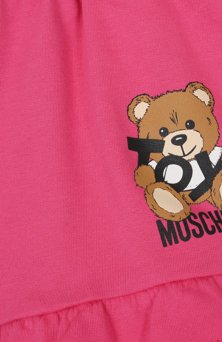 Детские хлопковые шорты MOSCHINO фуксия цвета, арт. HAQ014/LCA19/10-14 | Фото 3 (Материал внешний: Хлопок; Нос: Не проставлено; Случай: Повседневный; Ростовка одежда: 10 - 11 лет | 140 - 146см, 12 лет | 152 см, 16 лет | 164 см)