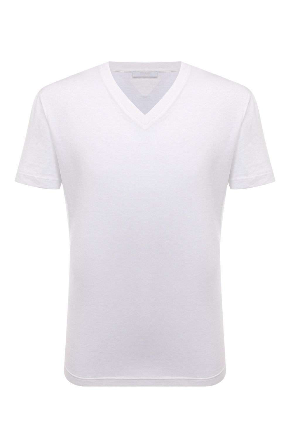 Хлопковая футболка PRADA белого цвета по цене 71000 руб., арт. UJM493-ILK-F0009-181, фото 1 Хлопковая футболка PRADA, арт. UJM493-ILK-F0009-181, фото 1