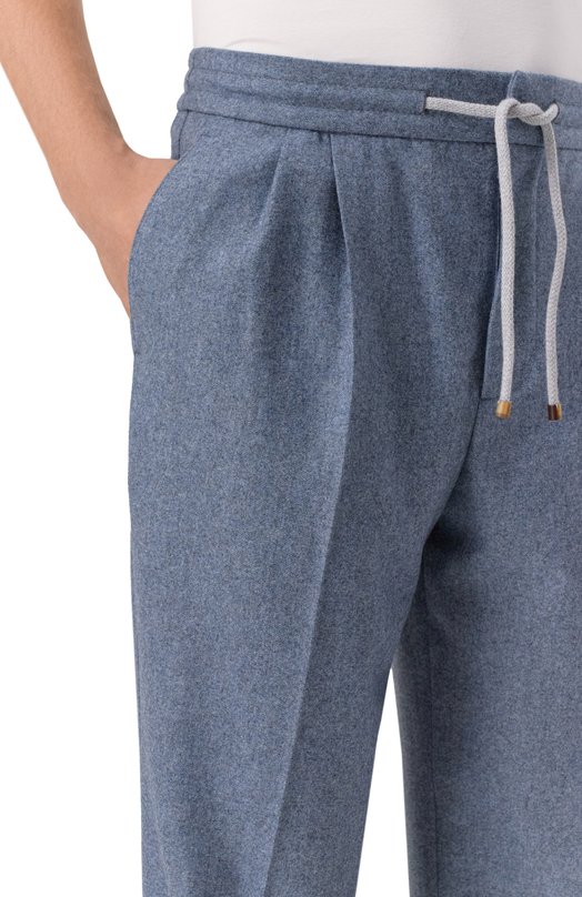 Шерстяные брюки Brunello Cucinelli M038PE1710 Голубой  M038PE1710 Фото 5