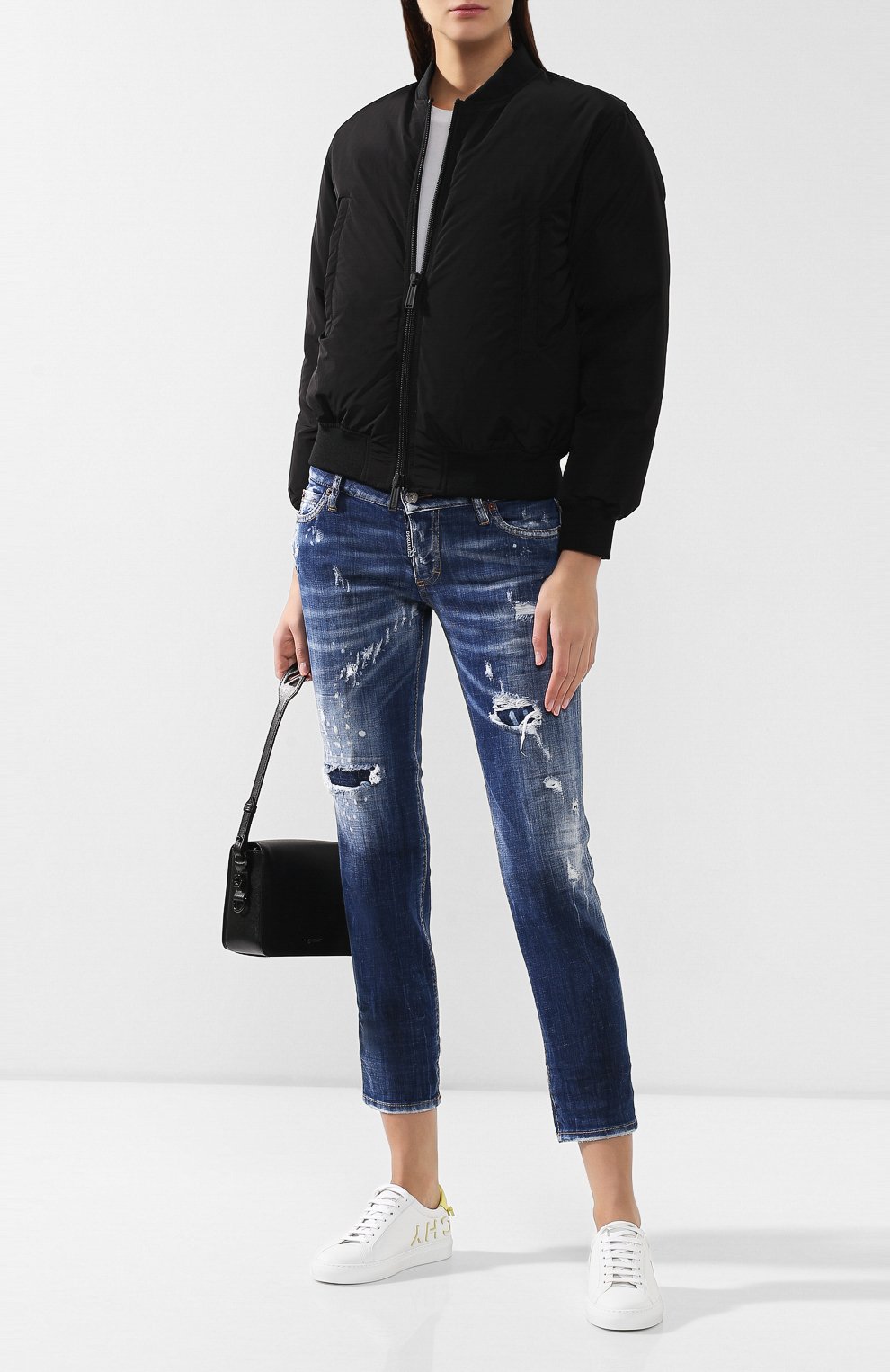 Укороченные джинсы DSQUARED2 синего цвета по цене 30900 руб., арт. S72LB0238/S30342, фото 2 Укороченные джинсы DSQUARED2, арт. S72LB0238/S30342, фото 2