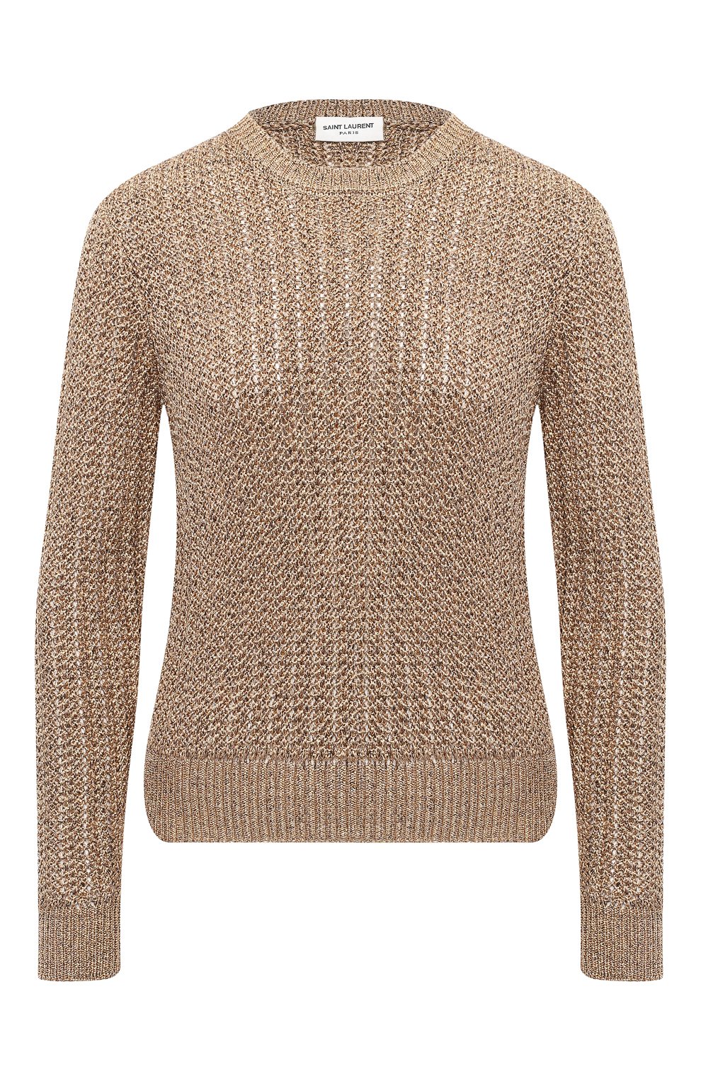 Пуловер из вискозы SAINT LAURENT золотого цвета по цене 89600 руб., арт. 631936/YASF2, фото 1 Пуловер из вискозы SAINT LAURENT, арт. 631936/YASF2, фото 1