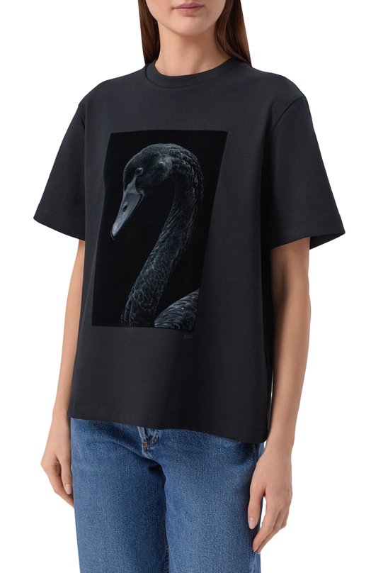 Хлопковая футболка BOSS 50563277 Чёрный  50563277 Фото 3