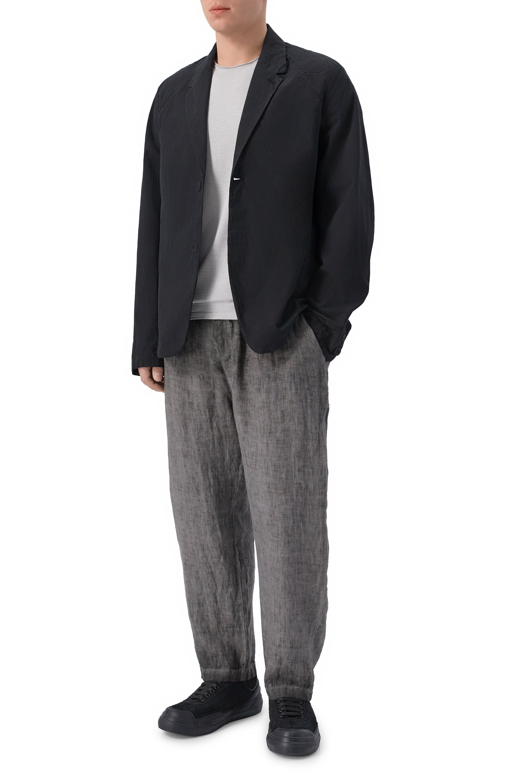 Льняные брюки NEVER ENOUGH темно-серого цвета по цене 29100 руб., арт. 2B5M021-060/MPA058, фото 2 Льняные брюки NEVER ENOUGH, арт. 2B5M021-060/MPA058, фото 2