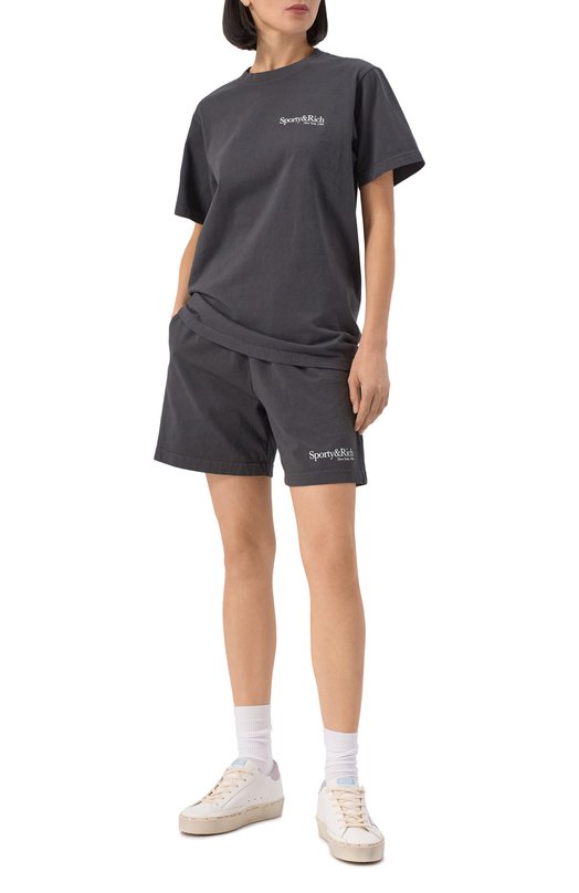 Хлопковые шорты Sporty and Rich SH039622016BA02 Чёрный  SH039622016BA02 Фото 2
