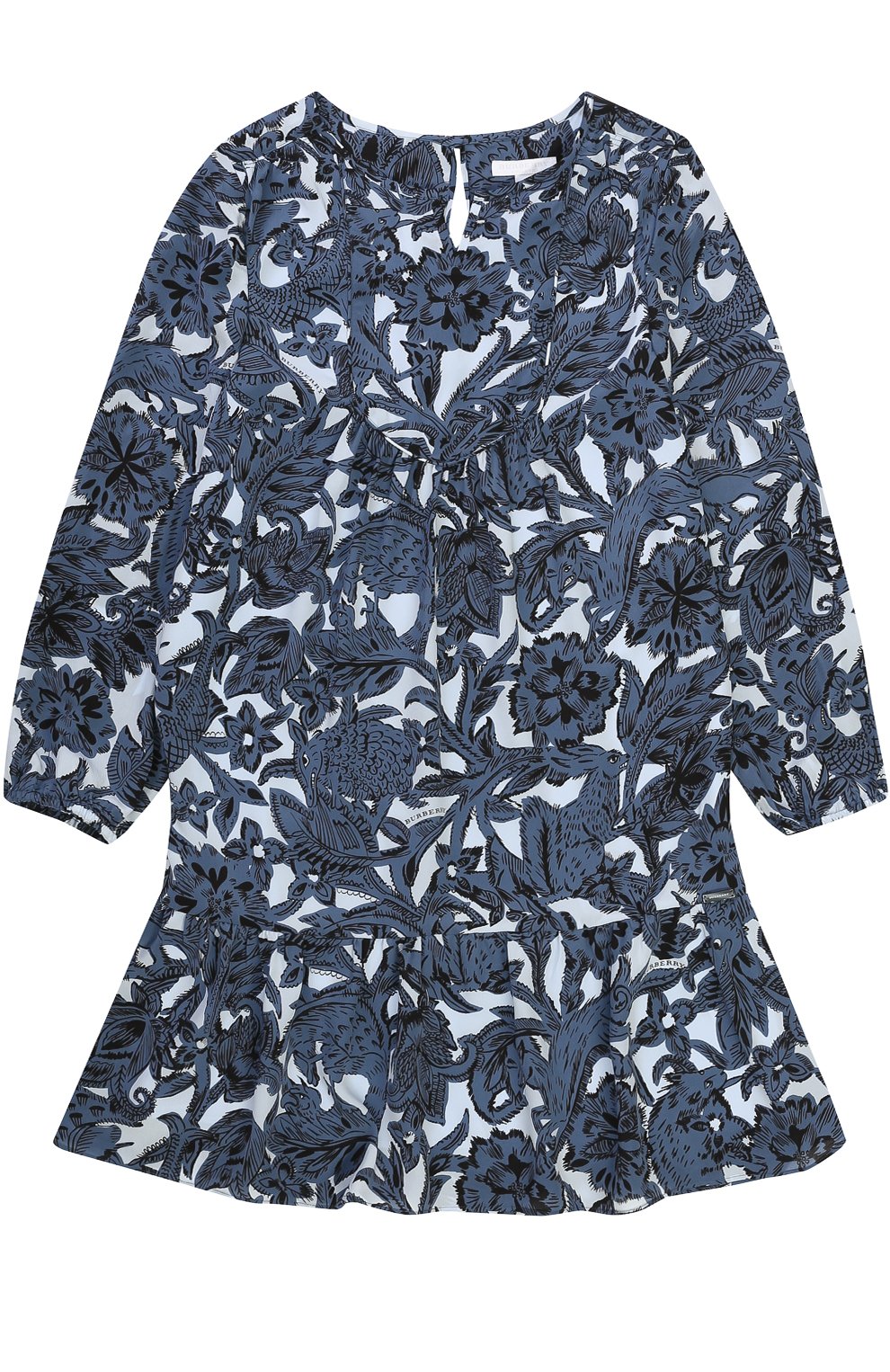 Шелковое мини-платье с оборкой и принтом BURBERRY, арт. 4052836, фото 1