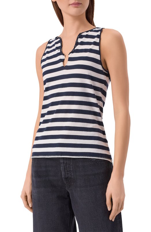 Хлопковая майка Zadig and Voltaire JWTT01277 Синий  JWTT01277 Фото 3